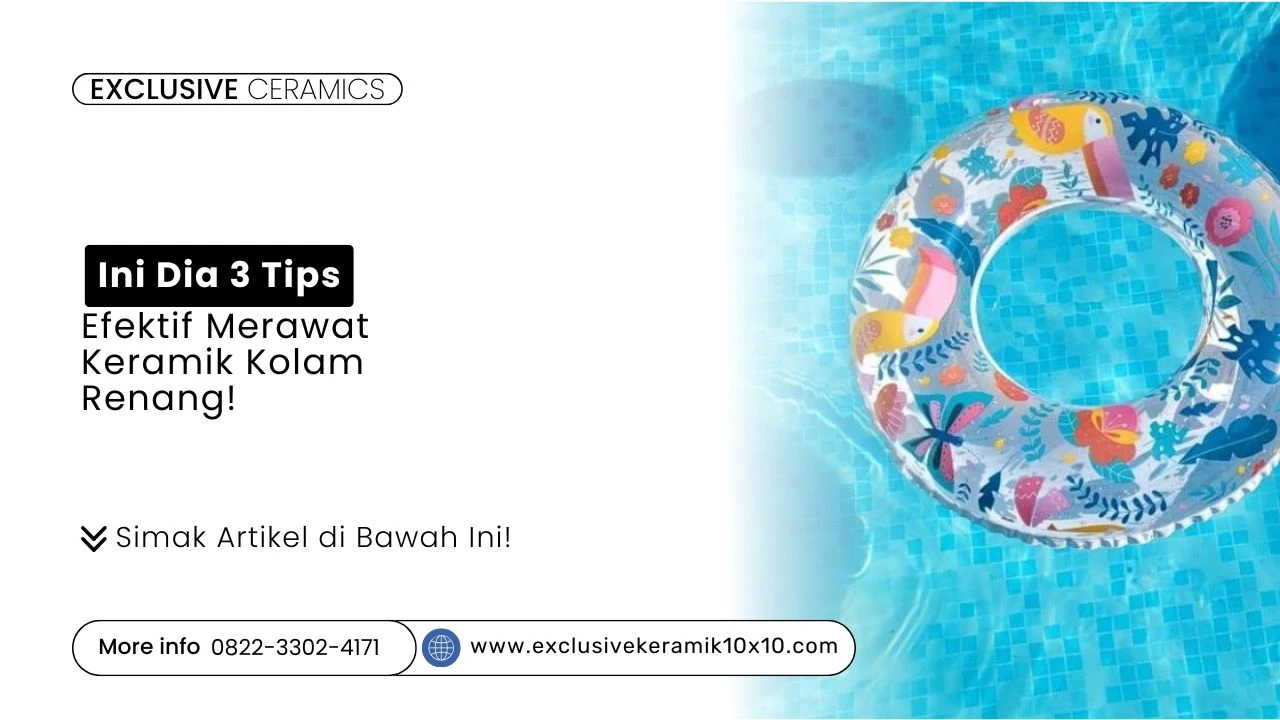 pelampung mengambang di kolam renang keramik biru
