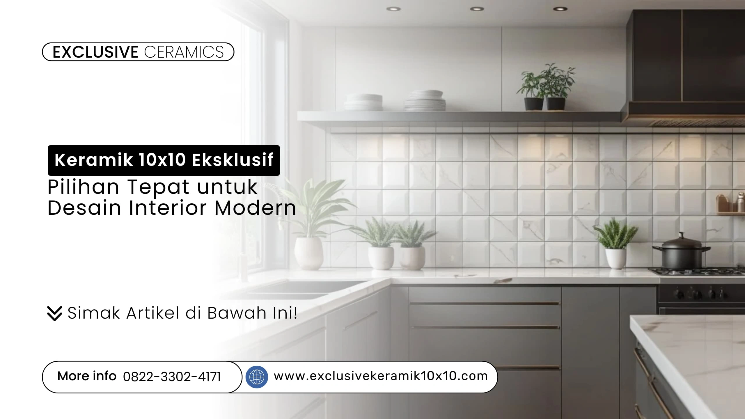 Keramik 10x10 eksklusif yang dipasang di dapur modern, menambah kesan elegan dan premium di ruang masak