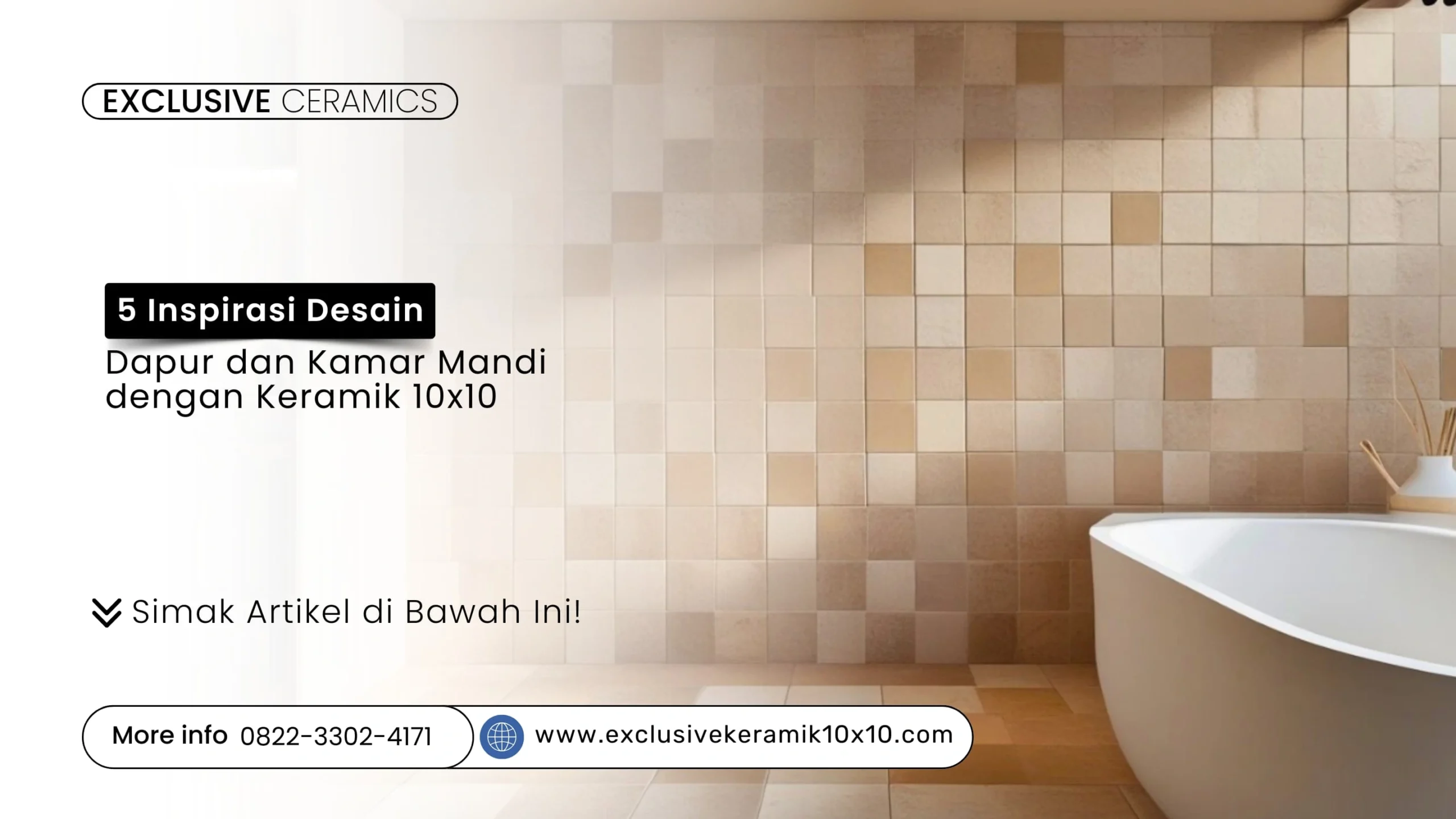 Modern kitchen and bathroom with 10x10 ceramic tiles in neutral tones, featuring subtle variations in color for a natural and organic feel.