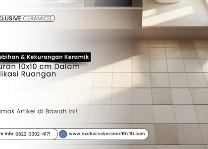 Keramik ukuran 10x10 cm berwarna natural di backsplash dapur modern