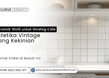 Keramik dinding 10x10 dengan motif marble untuk desain interior café, menggabungkan estetika vintage dan kontemporer.