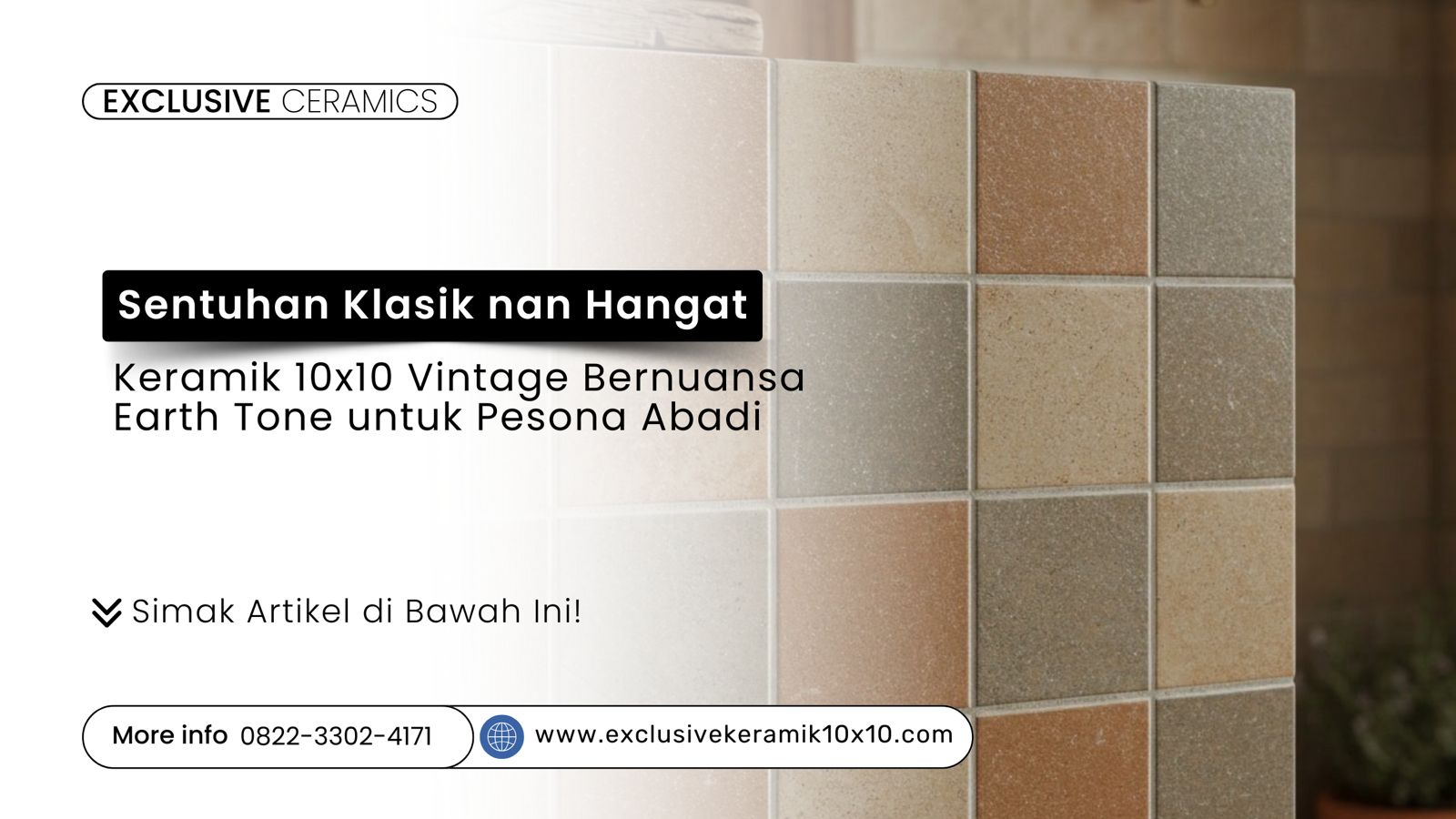 Dinding keramik 10x10 mirip porselen warna hangat di interior elegan