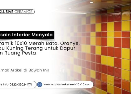 Keramik 10x10 merah bata, oranye, kuning terang untuk backsplash dapur dan dinding ruang pesta