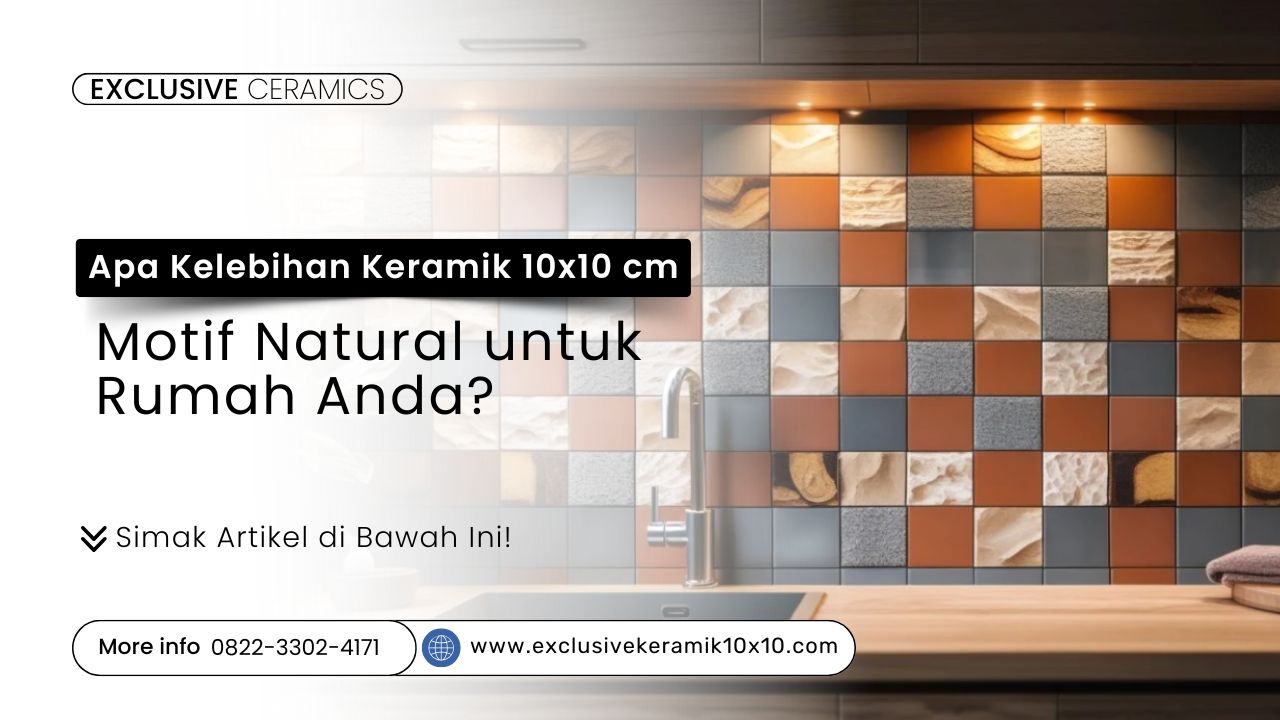 Dinding kamar mandi dengan keramik 10x10 motif natural batu dan kayu
