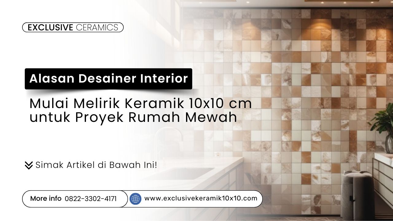 Dinding kamar mandi mewah dengan keramik 10x10 motif natural