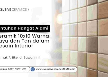 Dinding keramik 10x10 warna kayu dan tan di desain interior modern