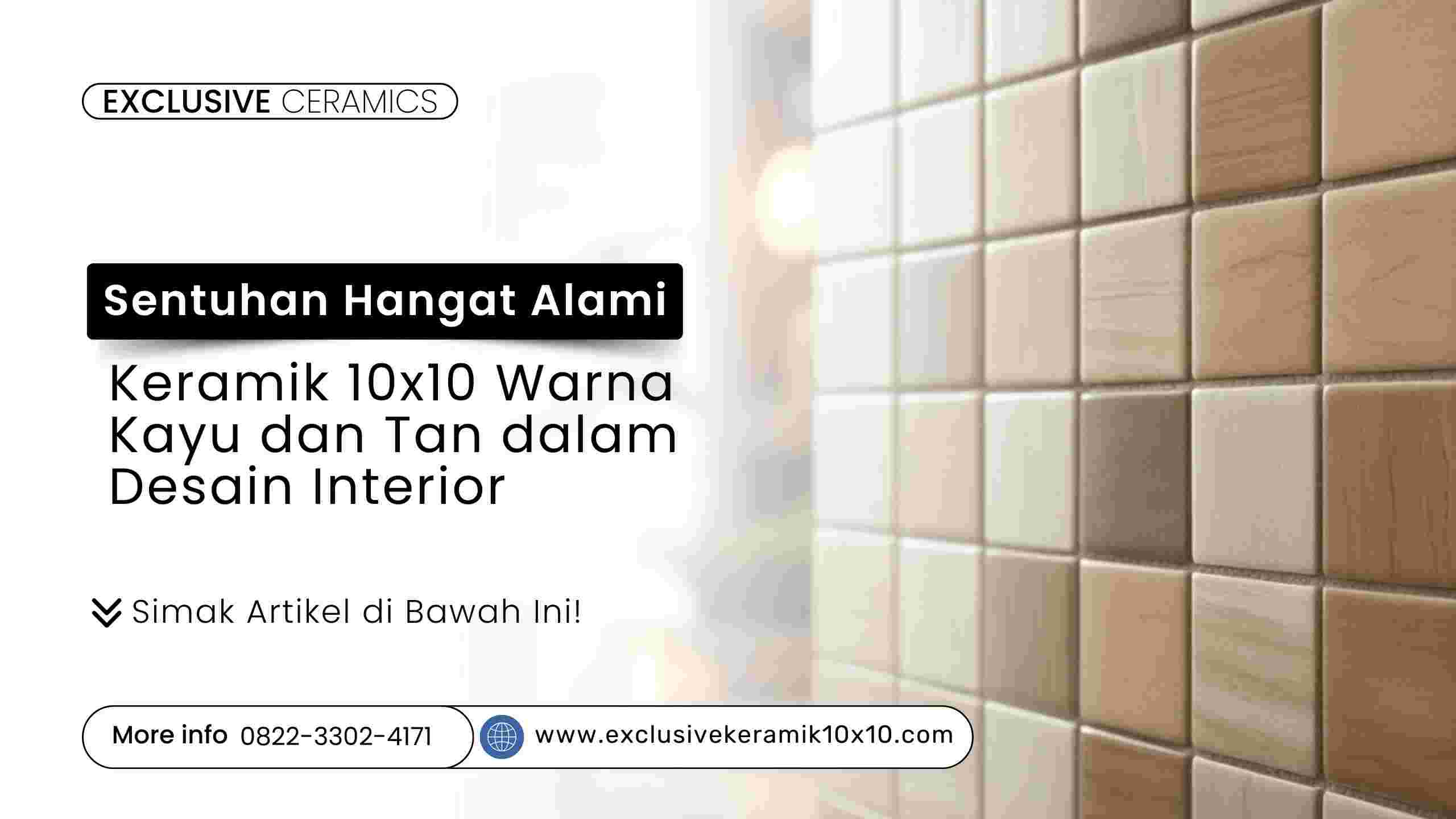 Dinding keramik 10x10 warna kayu dan tan di desain interior modern