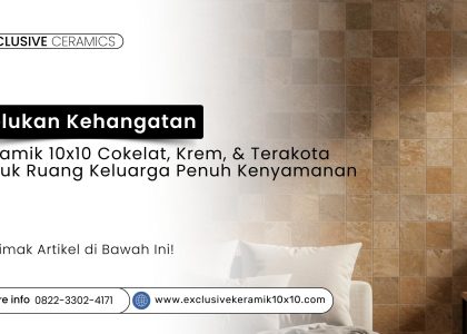 Keramik 10x10 cokelat, krem, terakota di ruang keluarga yang nyaman