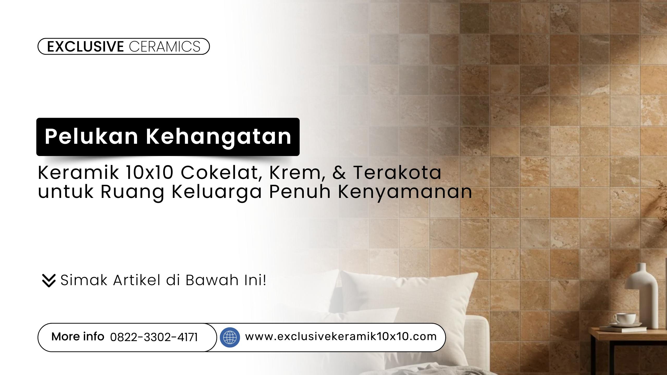 Keramik 10x10 cokelat, krem, terakota di ruang keluarga yang nyaman