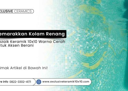 Mozaik keramik 10x10 warna cerah di dinding kolam renang modern