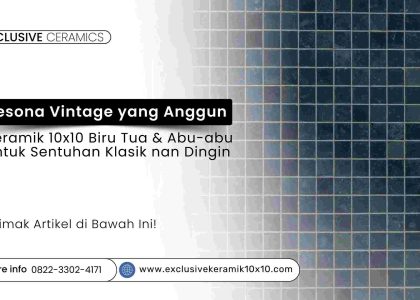 Dinding keramik 10x10 biru tua dan abu-abu gaya vintage klasik
