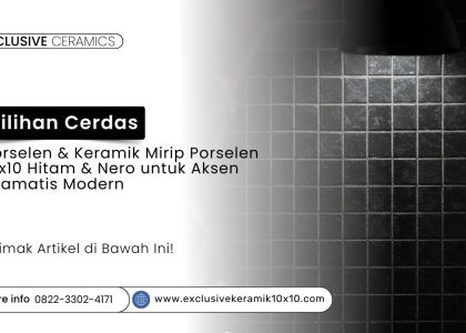 Dinding keramik 10x10 hitam dan Nero di interior modern dramatis