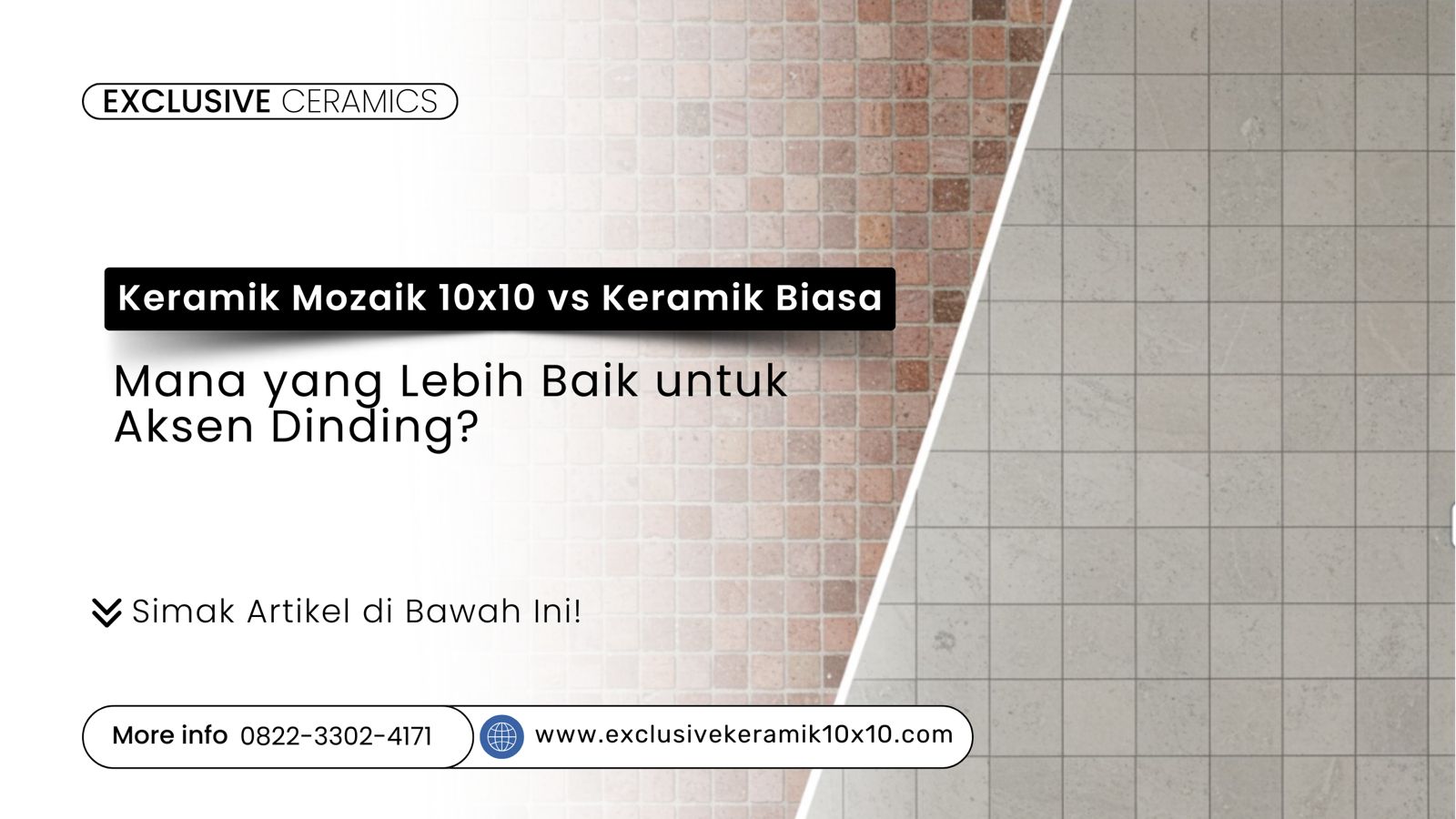 Perbandingan keramik mozaik 10x10 dan keramik biasa untuk aksen dinding