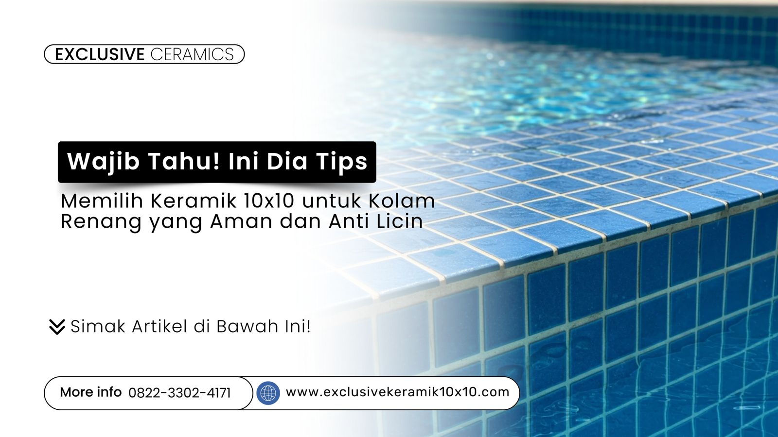 Keramik 10x10 untuk kolam renang dengan permukaan anti licin