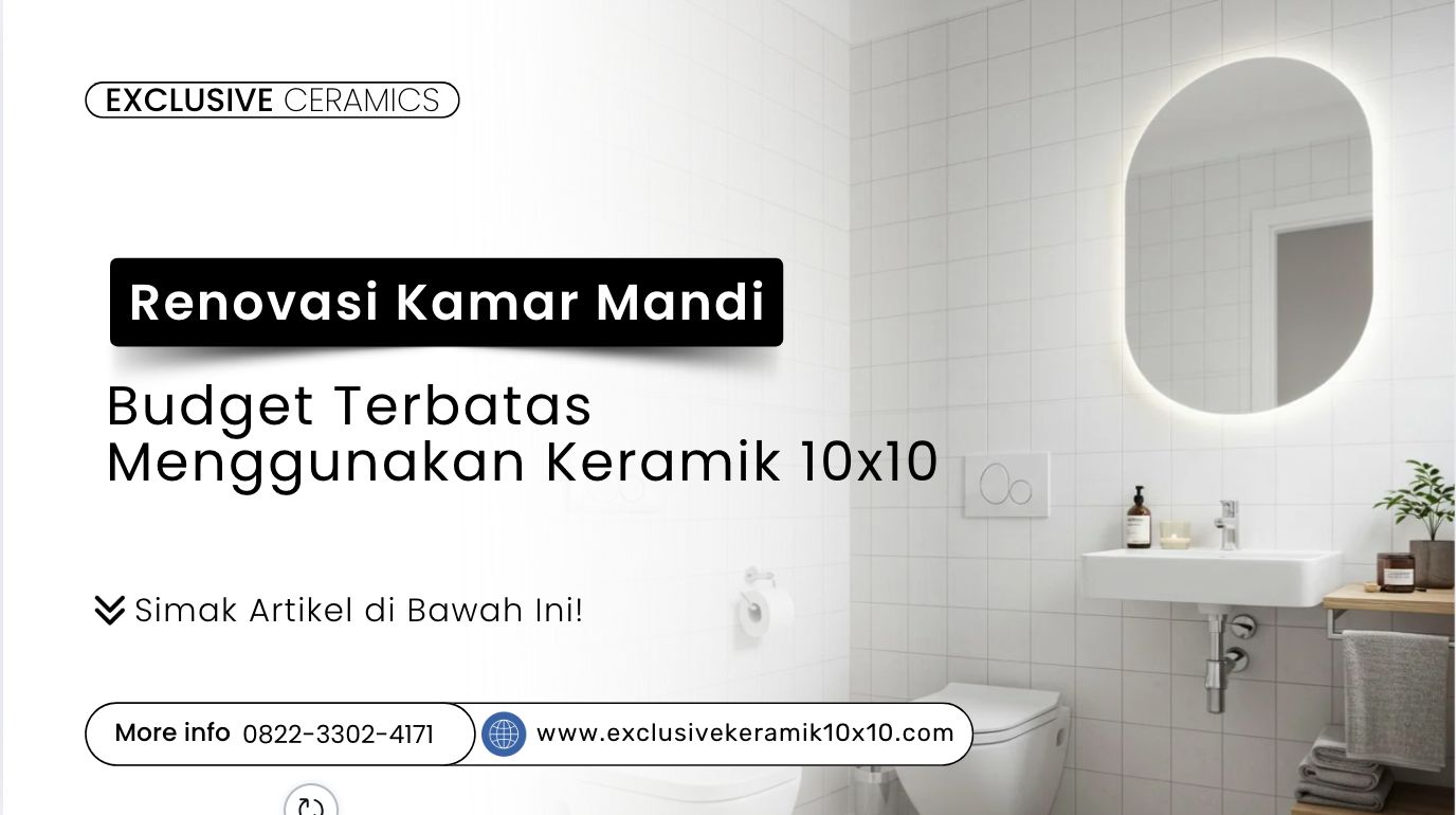 Kamar mandi hasil renovasi dengan keramik 10x10 putih dan budget terbatas