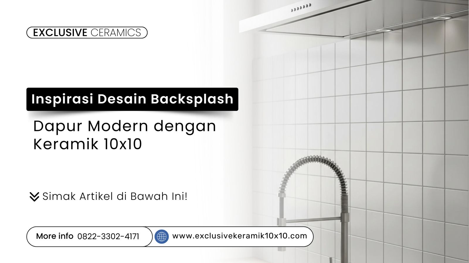 Inspirasi desain backsplash keramik 10x10 di dapur modern