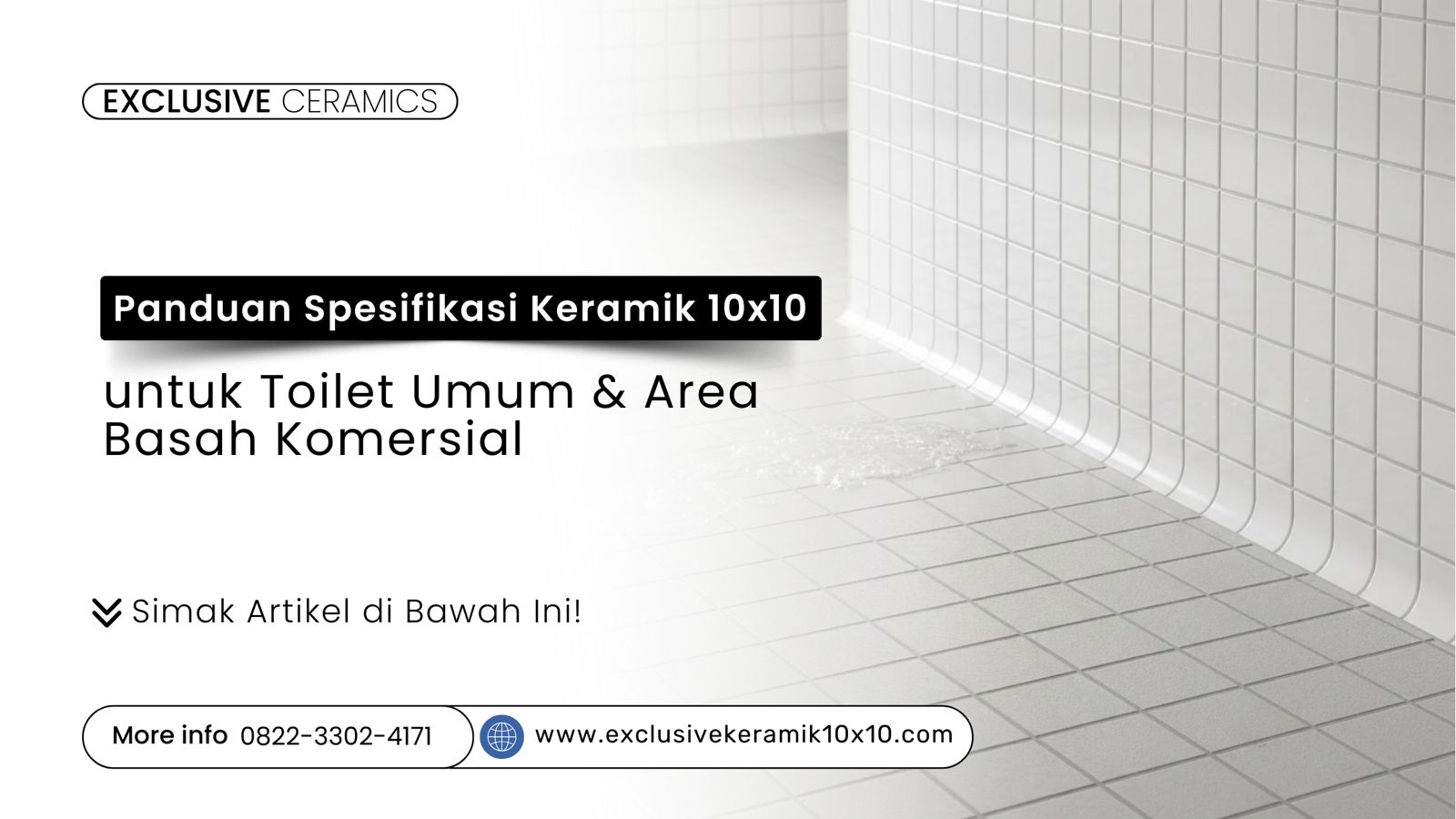 Keramik 10x10 anti-selip untuk lantai toilet umum dan area basah komersial